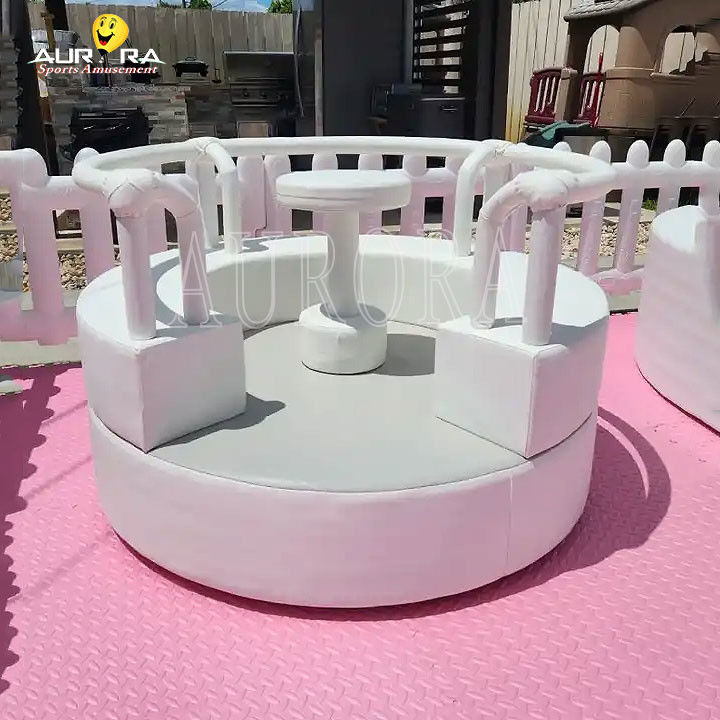 بسته بازی های نرم سفید صورتی زمین بازی کودک تجهیزات بازی های نرم در فضای باز