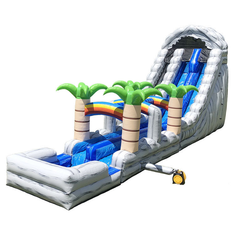 اسلاید آب قابل انفجار اسلاید پرش پارتی Pvc 18ft Dolphin Water Slide برای استخر